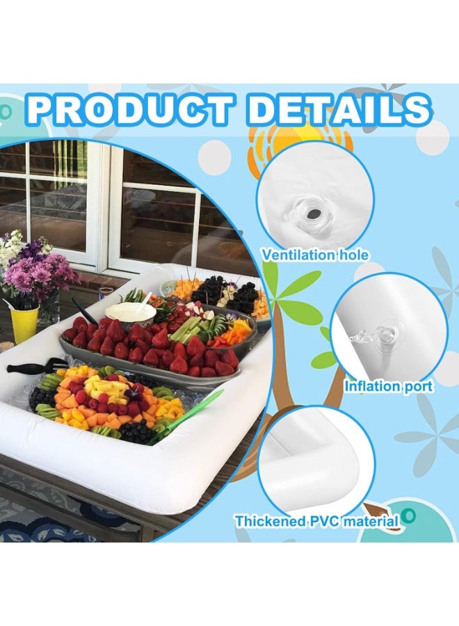 SwimBoBo Inflatable Ice Serving Buffet Bar with Drain Plug BBQ Picnic Pool Party Supplies Buffet Salad Food & Drinks Tray for Party Picnic & Camping (1PCS-135*65CM) - Image 2